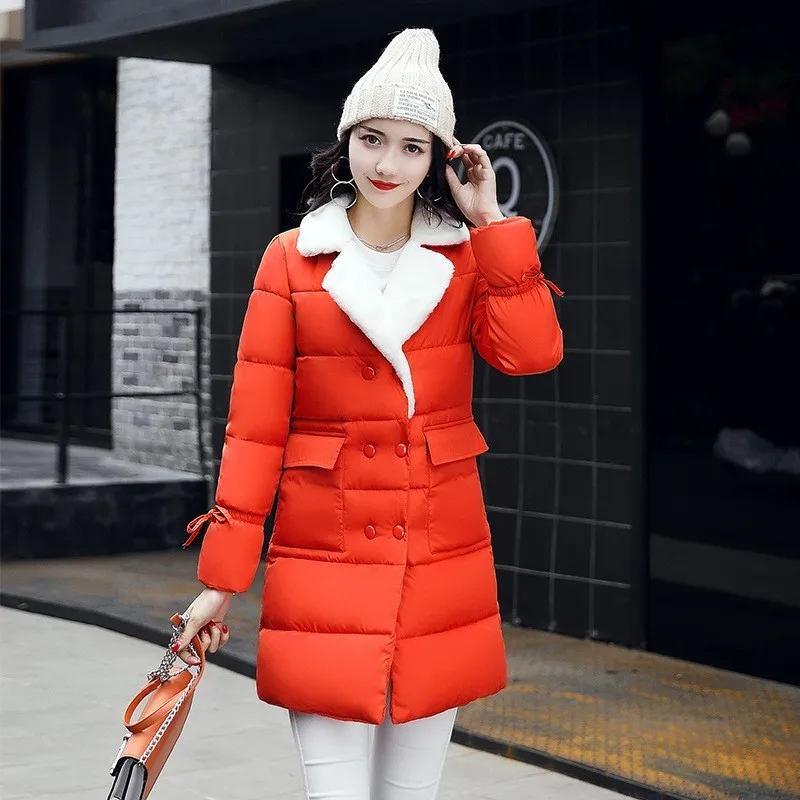 2019 new fashion black Winter Coat Women Slim Snow Outwear Mid Long Wadded Jacket Thick Cotton Padded Warm Parkas MY34 | Женская одежда