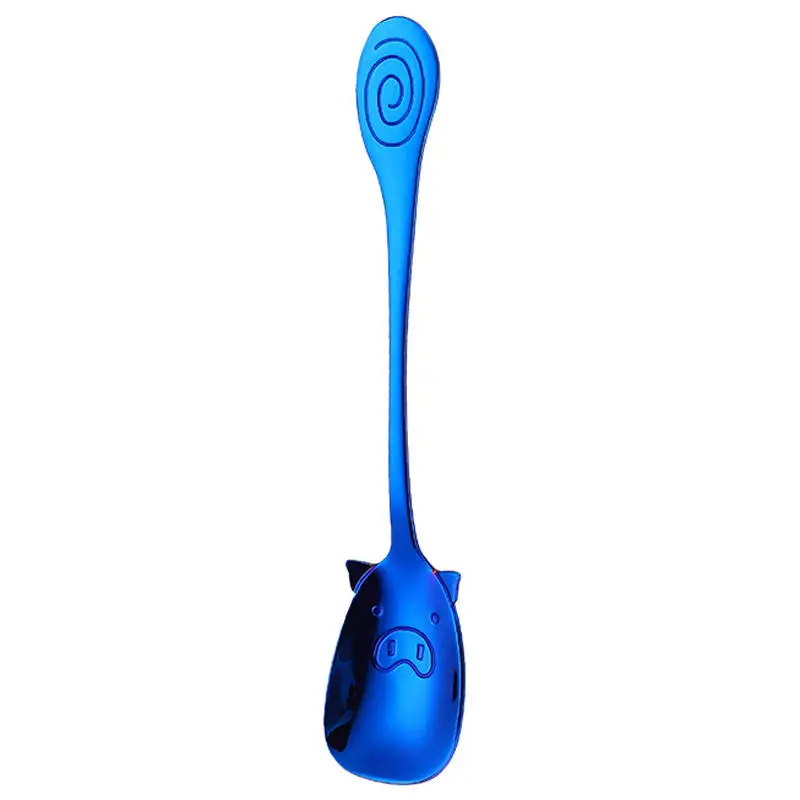 blue spoon Vacclo мультяшная детская ложка Милая свинья из нержавеющей стали столовые приборы Япония и Южная Корея креативная портативная ложка для десерта, кофе - Цвет: blue spoon