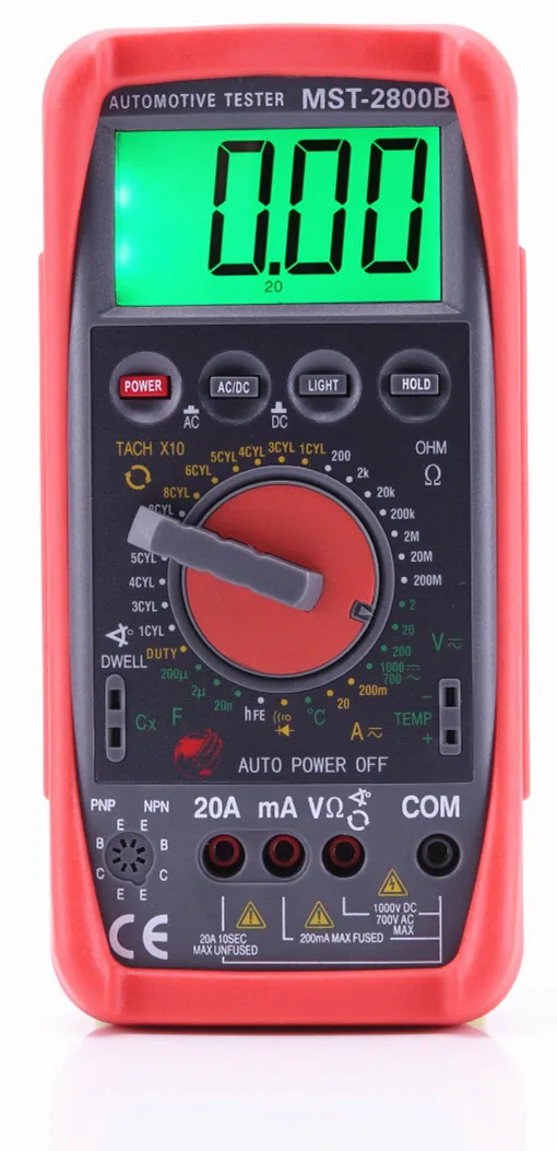 2018 MST 2800B автомобильной метр тестер мультиметр Цифровой тахометр Кепки