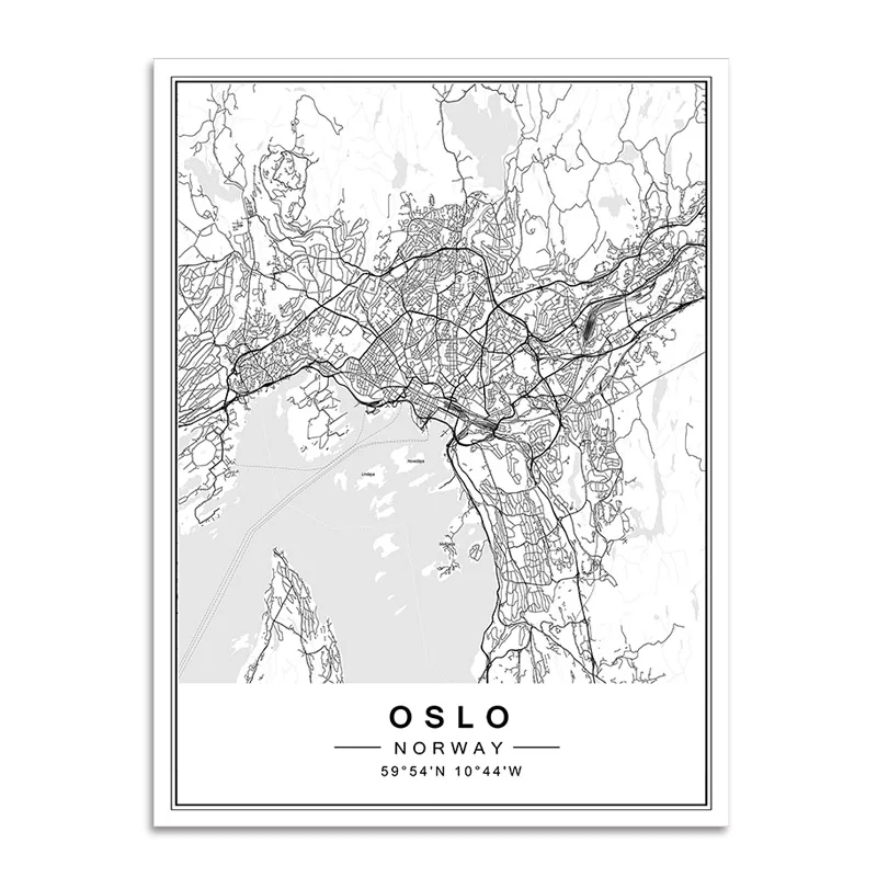 Oslo Скандинавская Минималистичная карта всемирно известных городов, картины на холсте, Берлинские, Oslo, плакат, печать, настенные художественные картины для гостиной, домашний декор - Цвет: Oslo
