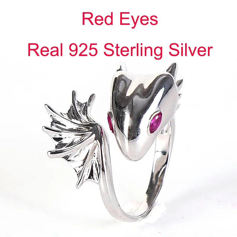 Женское серебряное кольцо в виде животного регулируемое стиле панк дракон