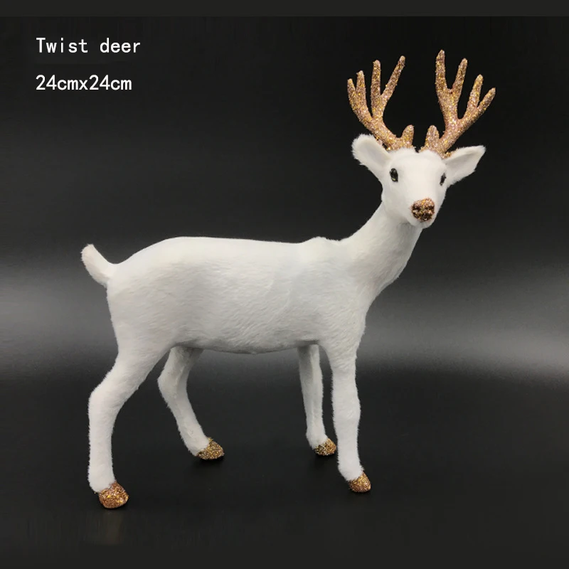 twist deer 24cm Amawill 1 шт. плюшевая имитация на Рождество Белый олень стоящий Рождественский Белый олень куклы новогодние вечерние украшения украшение подарок 8D - Цвет: twist deer 24cm