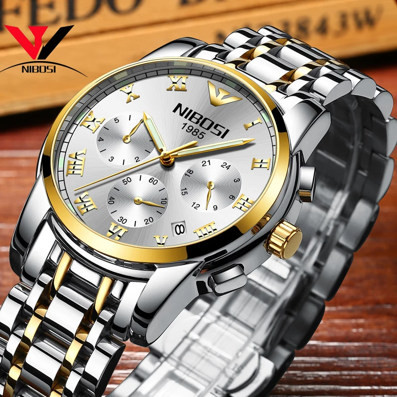 NIBOSI лучший бренд класса люкс Модные для мужчин часы водостойкие Дата спортивные