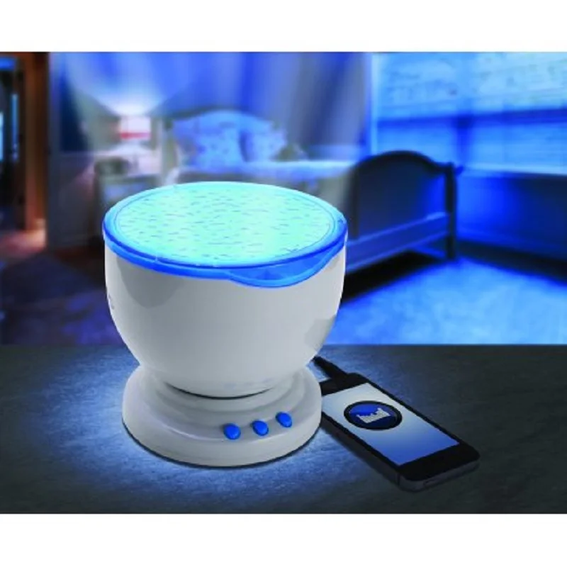 Led Ночник проектор USB AABatteries подарки для детей океан волны синий проекционный