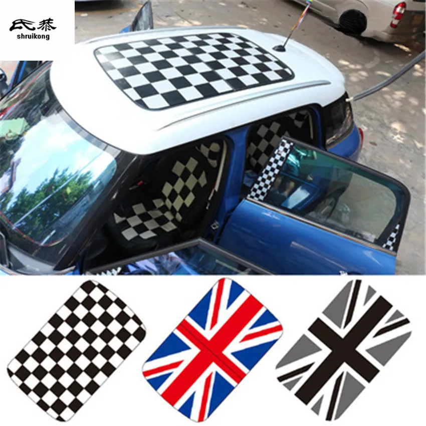 

2PCS/Lot PVC Material Car Stickers Ceiling Sunroofs Decoration Cover for 2014-2017 Mini Cooper F56 /2015- 2017 F55 / countryman