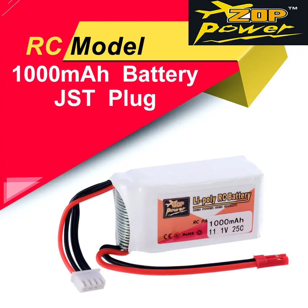 ZOP Power 7 4 В 850 мАч 11 1 1000 25C 2S 3S Lipo батарея JST вилка для WLtoys V912 V915 RC вертолет A949 A959 A979 A969