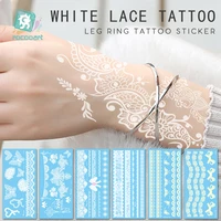 different white lace henna style temporary tattoo sticker women hand jewelry paste bowknot flower waterproof fake body ar