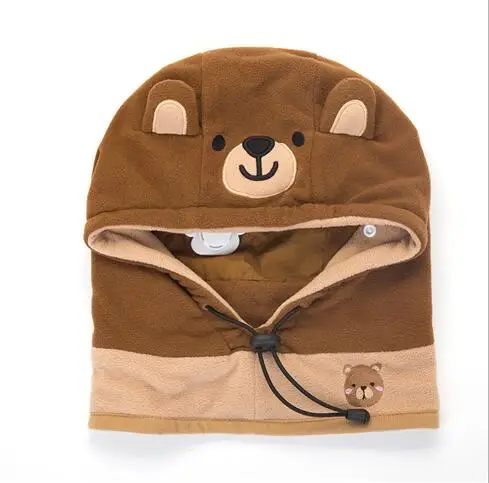 coffee bear Новая осенне-зимняя детская шапка, шарф, Мультяшные детские шапки с капюшоном для мальчиков, зимние шапки для маленьких девочек, От 1 до 12 лет шапки с капюшоном в масках - Цвет: coffee bear