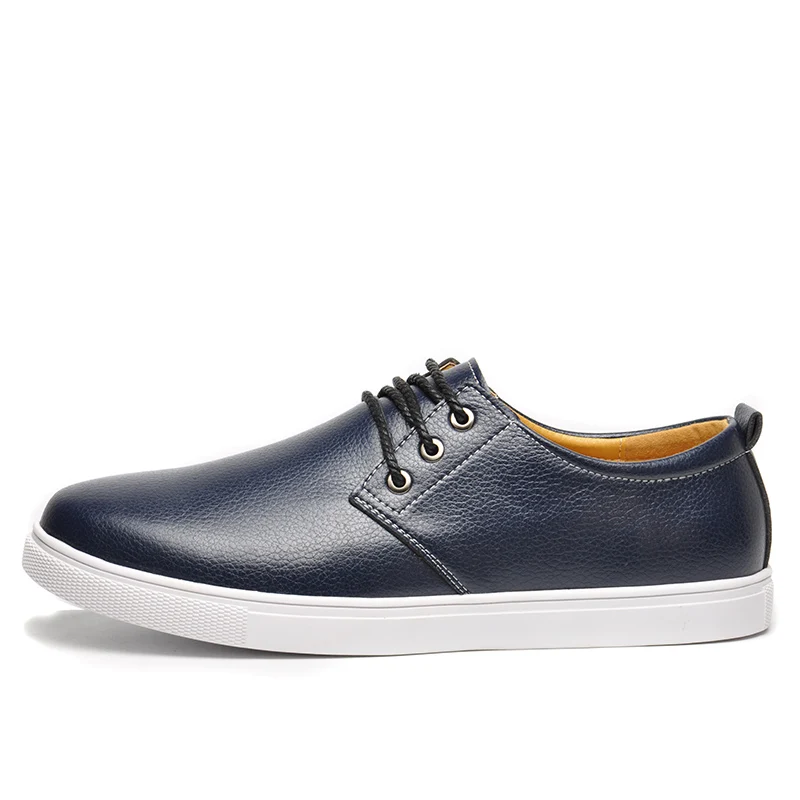 Fashion High Quality PU Leather Men Casual Shoes Lace-Up Oxfords Mens New Brand Flats Zapatos Classic Board shoes | Обувь