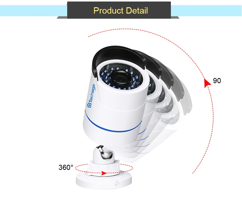 Techage 4CH 1080P HDMI POE NVR Комплект охранной системы видеонаблюдения 2MP IR-Cut Крытый Открытый CCTV купольная ip-камера P2P комплект видеонаблюдения