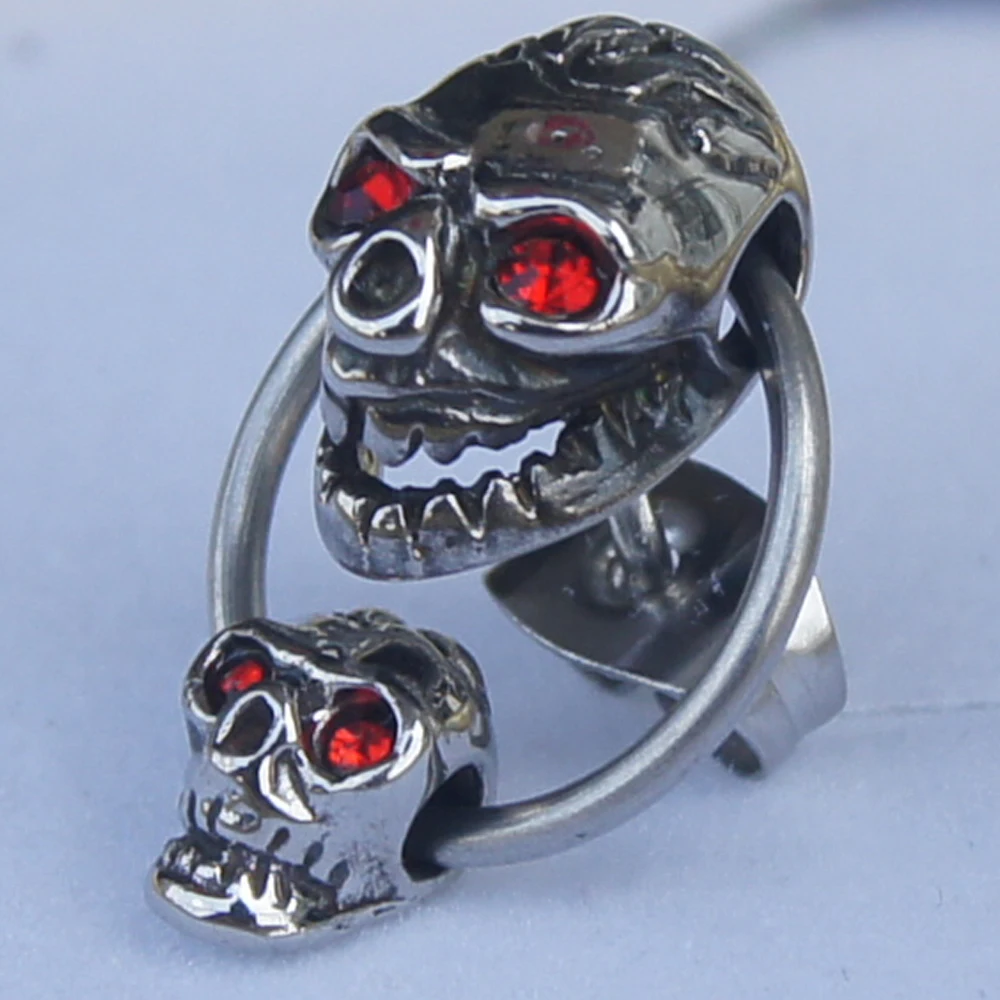 Мужские ювелирные изделия крутые мужские/мальчик череп отец и сын Красный cz 316L