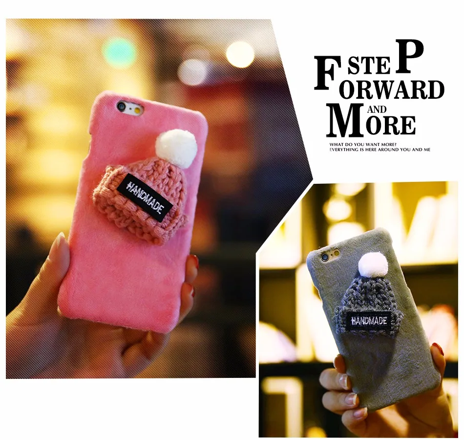 KISSCASE прекрасный Мех Чехол для iPhone 5 5S SE 3D шляпа Жесткий Чехол для iPhone 7 8 6 6S плюс 7 Новогодние товары случае теплые зимние Интимные аксессуары чехол на айфон 6 5s 5 se 7 8 чехлы на айфон 6 6s 7 5s 5 se 8