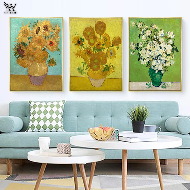 Sunflowers Canvas Poster Impressionism Art Painting Pastoral Wall Picture Print Living Room Decoration for Kitchen | Дом и сад