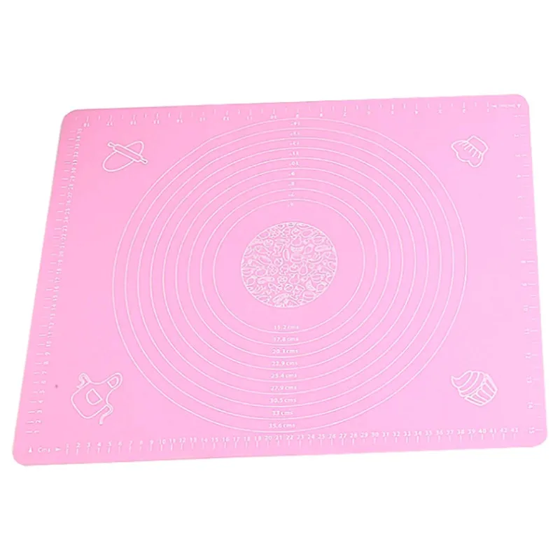 Pink 4 цвета антипригарный Силиконовый коврик 40x30 см прокатки теста Кондитерские торты коврик-подкладка для выпечки муки стол лист кухонные инструменты - Цвет: Pink