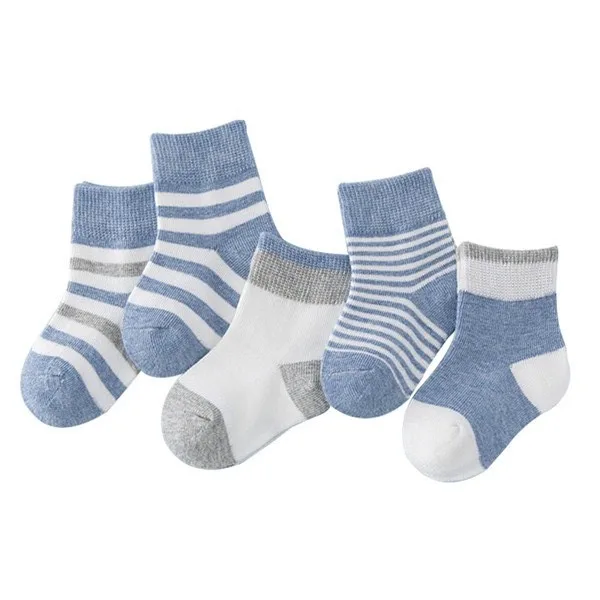 Light blue - TJ 5 пар/лот, детские мягкие хлопковые носки на осень и зиму, модные детские полосатые спортивные носки для мальчиков и девочек, высокое качество, подарки, CN - Цвет: Light blue - TJ