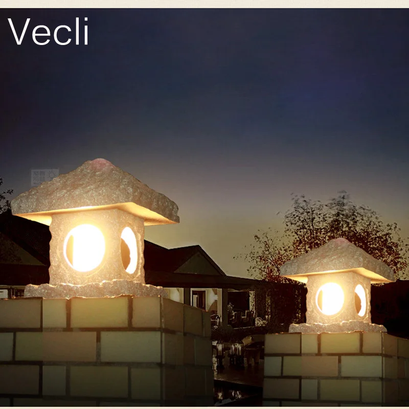 

Chinese style store imitation outdoor post light fixtures waterproof balcony garden lights for gate pillar lamps