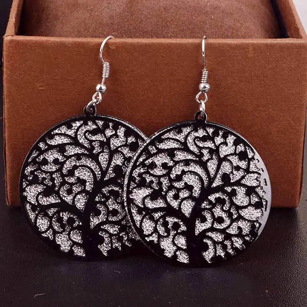 Горячая продажа Модная бижутерия Серьги подвески с древом жизни Винтажные