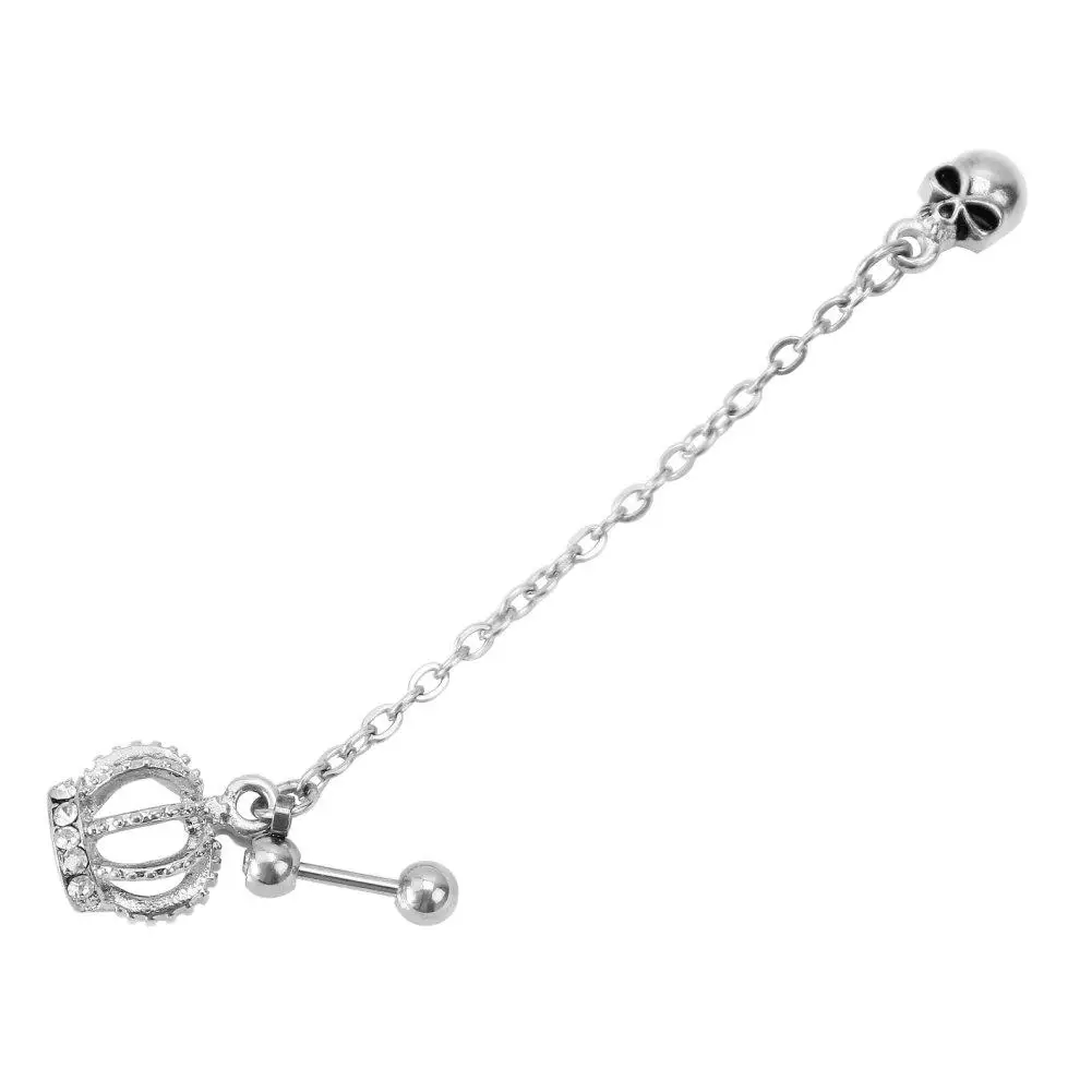 1 шт.. Нержавеющая сталь сплав Корона Череп штанга для хряща ушной раковины