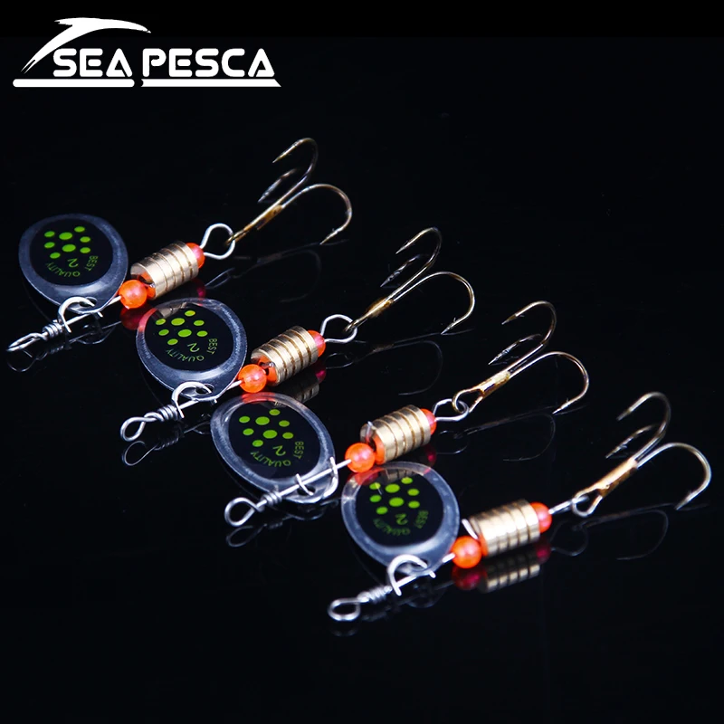 SEAPESCA металлическая ложка с блестками искушение 10 шт. нержавеющая сталь проволока коричневые крючки крючок для рыбы полосатый крючок для сома для окуня ZB351
