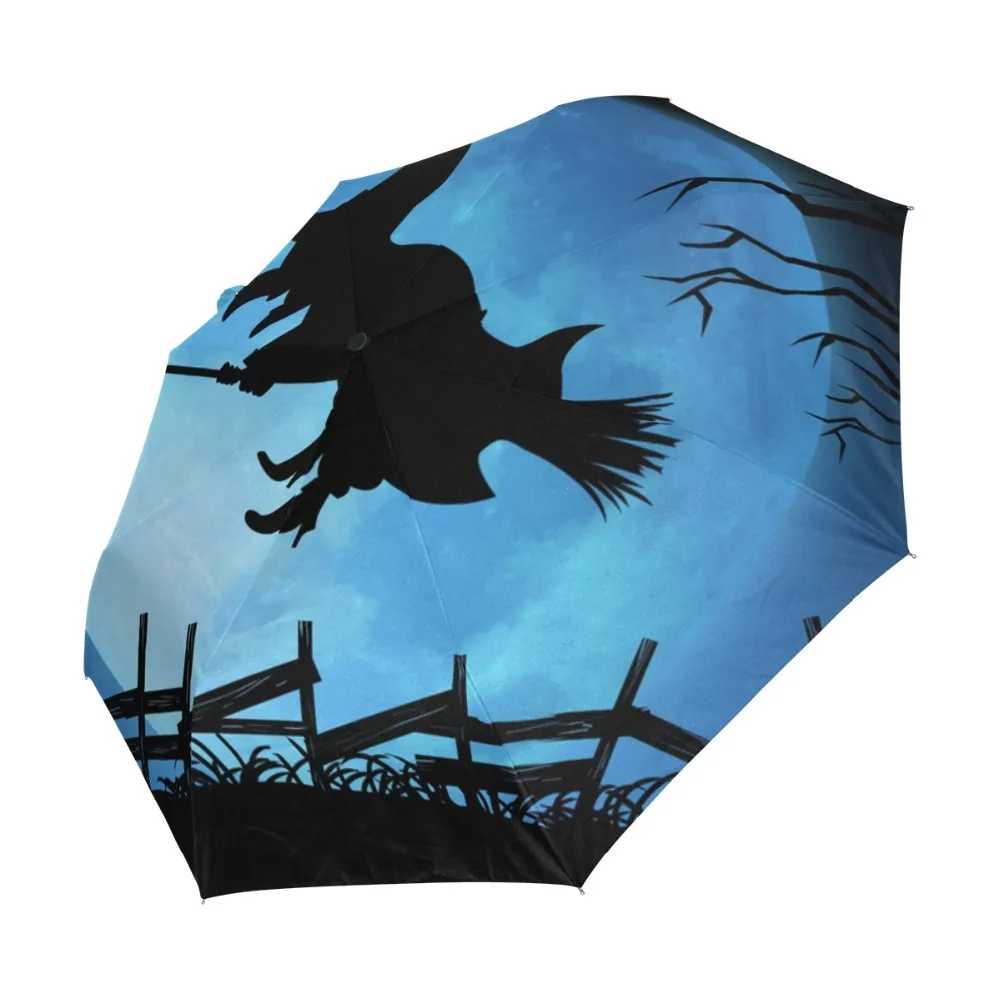 Счастливый Хэллоуин ведьмы Блюз Луна на заказ портативный складной зонтик для