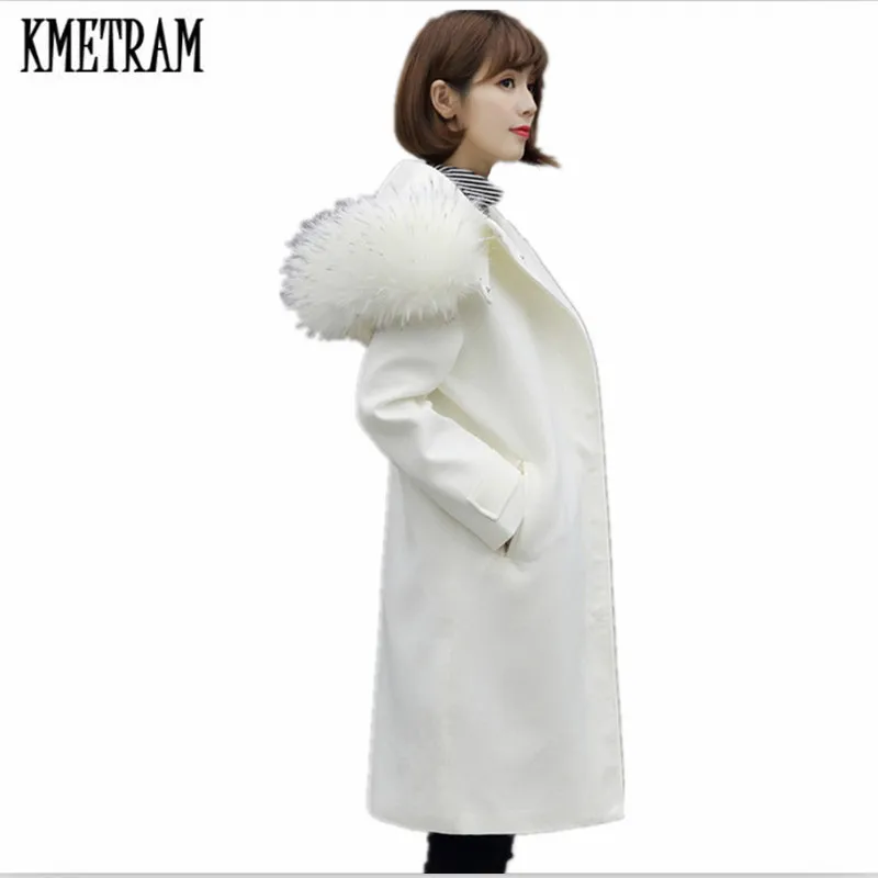 Женское шерстяное пальто KMETRAM тонкое длинное однобортное размера плюс с