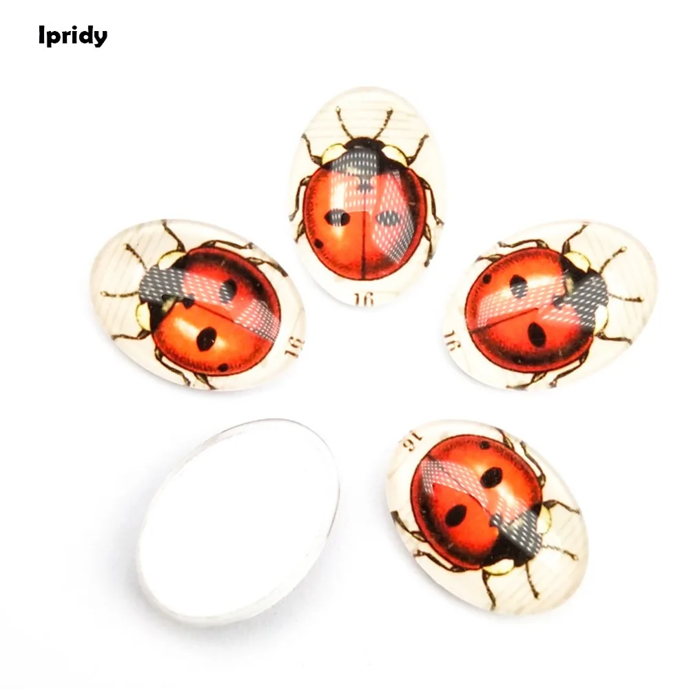 

10Pcs/lot 18X25mm Printed Glass Half Oval/Dome Cabochons for glass patch flowers time gems hair accessories wholesale