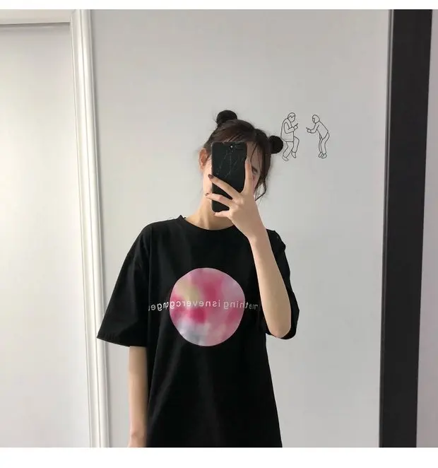 YouGeMan летняя футболка для женщин Одежда корейский Ulzzang Harajuku Письмо печати Bf с коротким рукавом футболки женские s рубашки топы