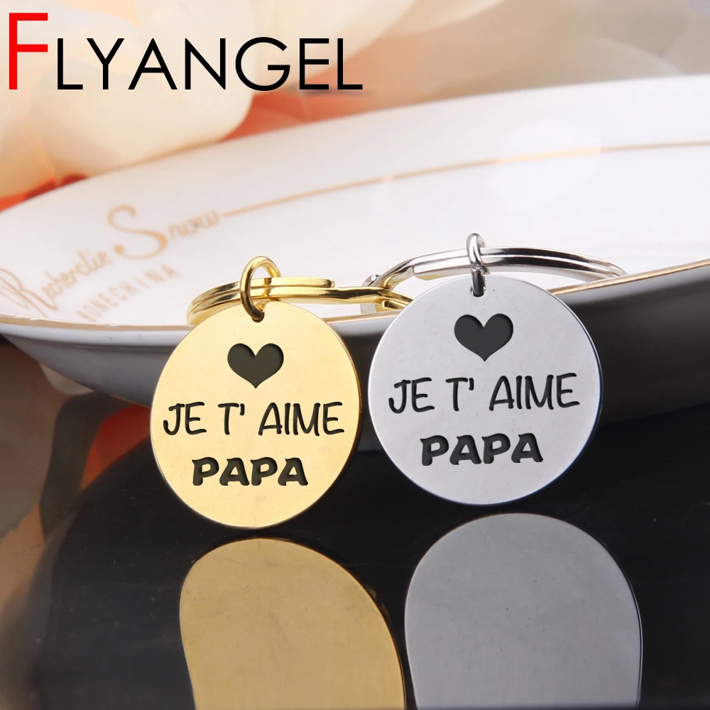 FLYANGEL брелок с гравировкой Jet Aime Papa милые подарки держатель для ключей надписью Daddy