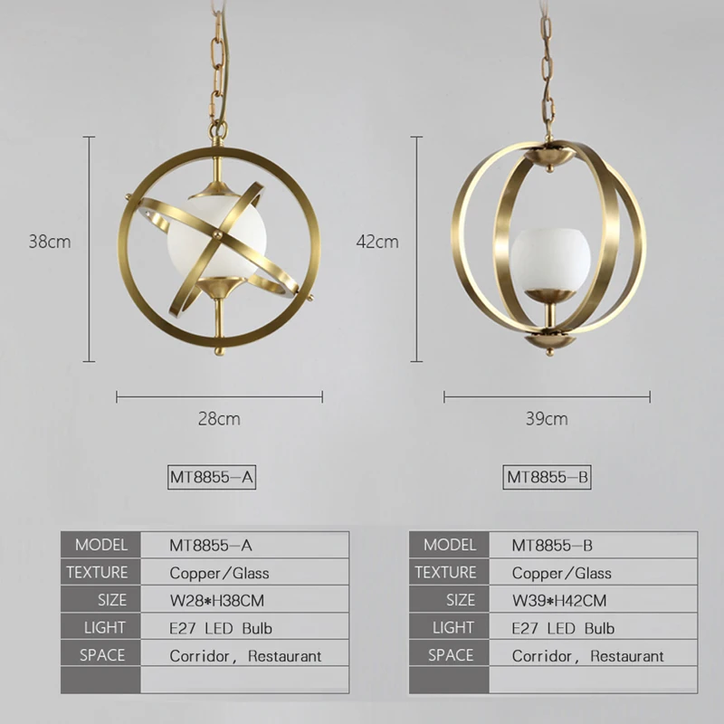 

American Luxurious Pure Copper Pendant Lamp Creative Spherical Pendant Lights High-end Villa Hanging Lamps Indoor Art Lighting