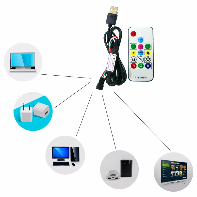 DC5V USB беспроводной РЧ пульт дистанционного управления для 5 В WS2812B SK6812 пикселей