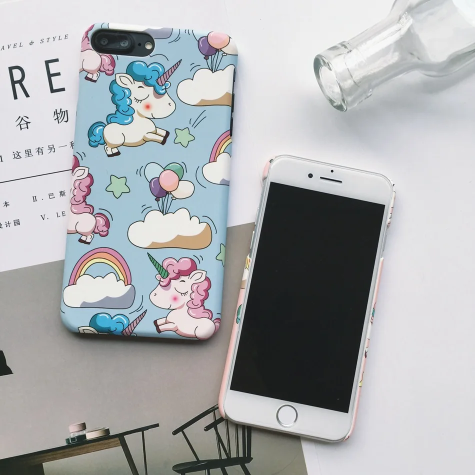 Axbety для iPhone 8 каваи Единорог симпатичный чехол СПС 6 s x 7 плюс розовый мультфильм