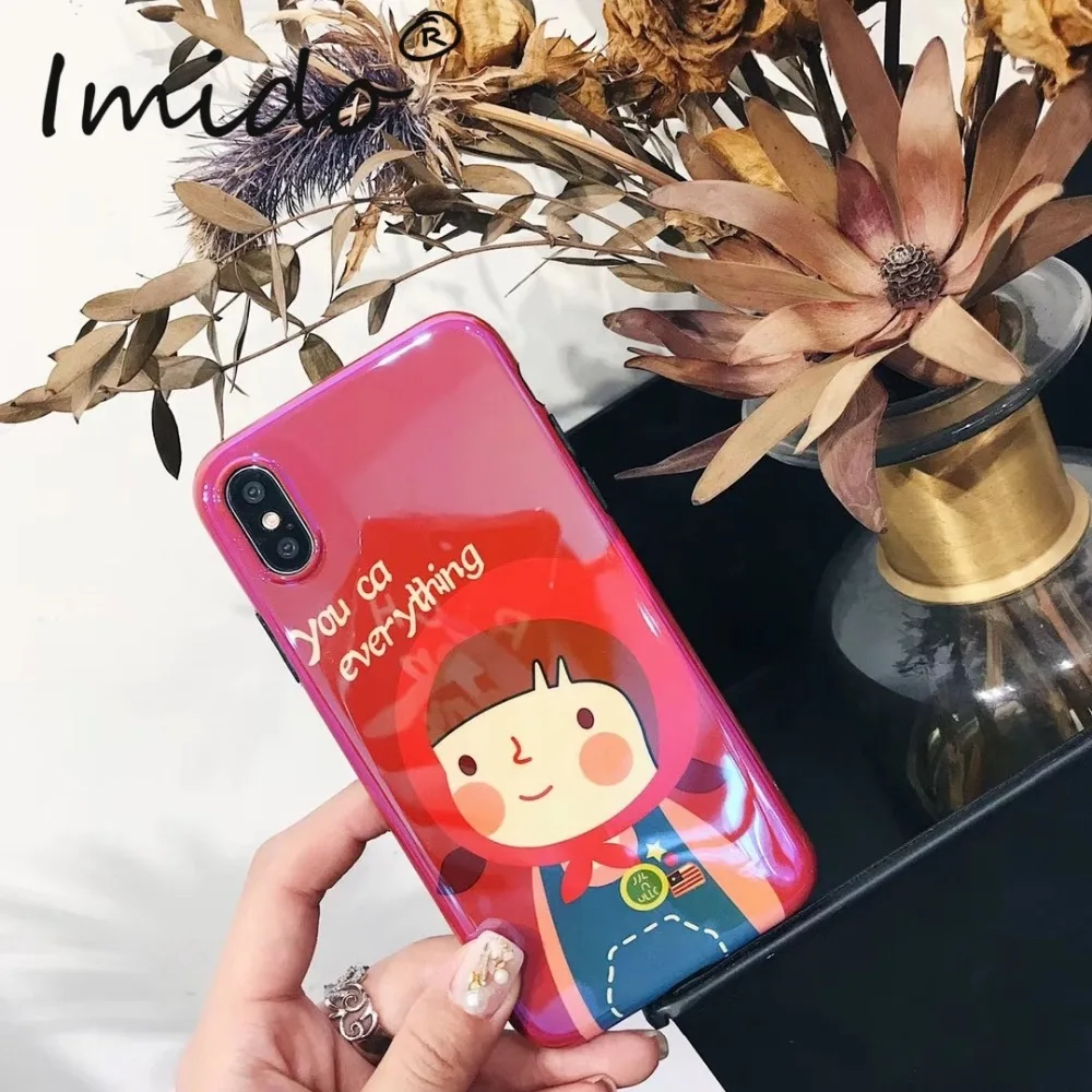 IMIDO Little Red Riding Hood Phone Case For iPhone XS XR Max Soft TPU Silicone for 6 7 8 Plus Cace |