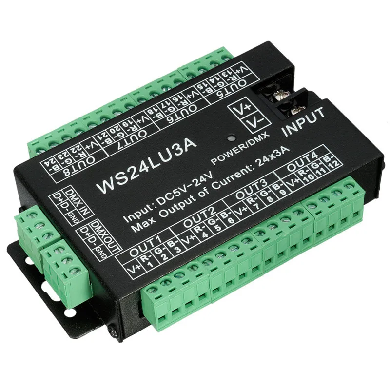 24CH 24 канальный dmx512 DMX декодер светодиодный DMX512 контроллер DC5V 24V каждый канал макс