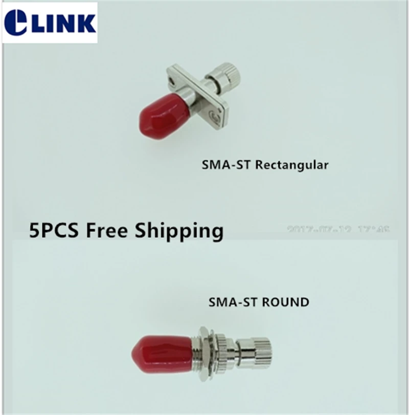 5pcs SMA-ST fiber hybrid adapter female to female optical ftth coupler SM MM connector round rectangular type Free Shipping