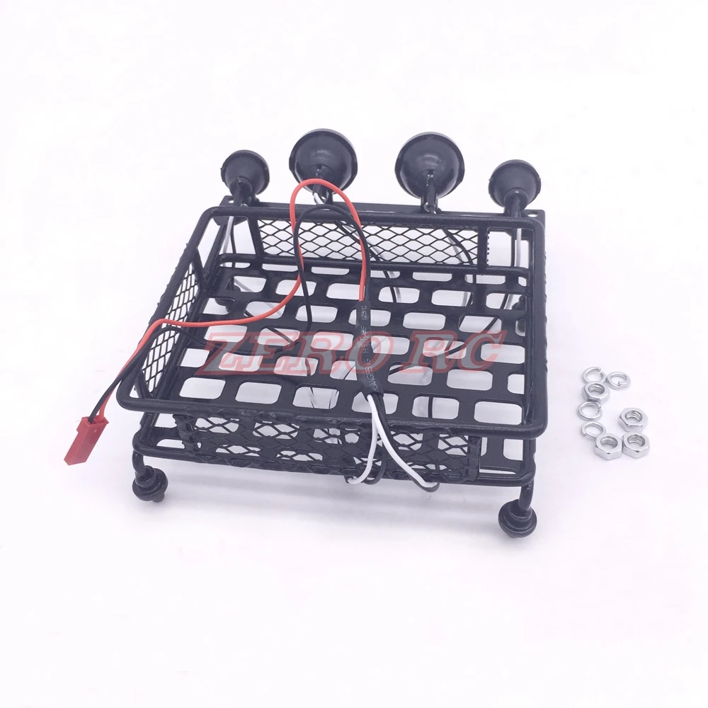 Полностью металлический багажный стеллаж на крышу с 4 белыми светодиодами черный