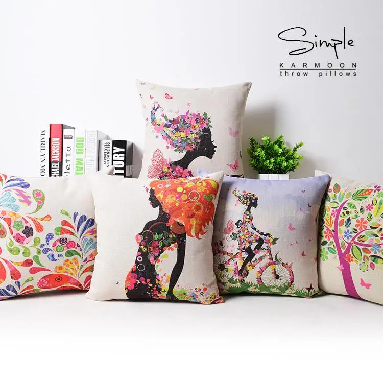 Японская креативная индивидуальная свежая подушка для девочек с цветами льняная