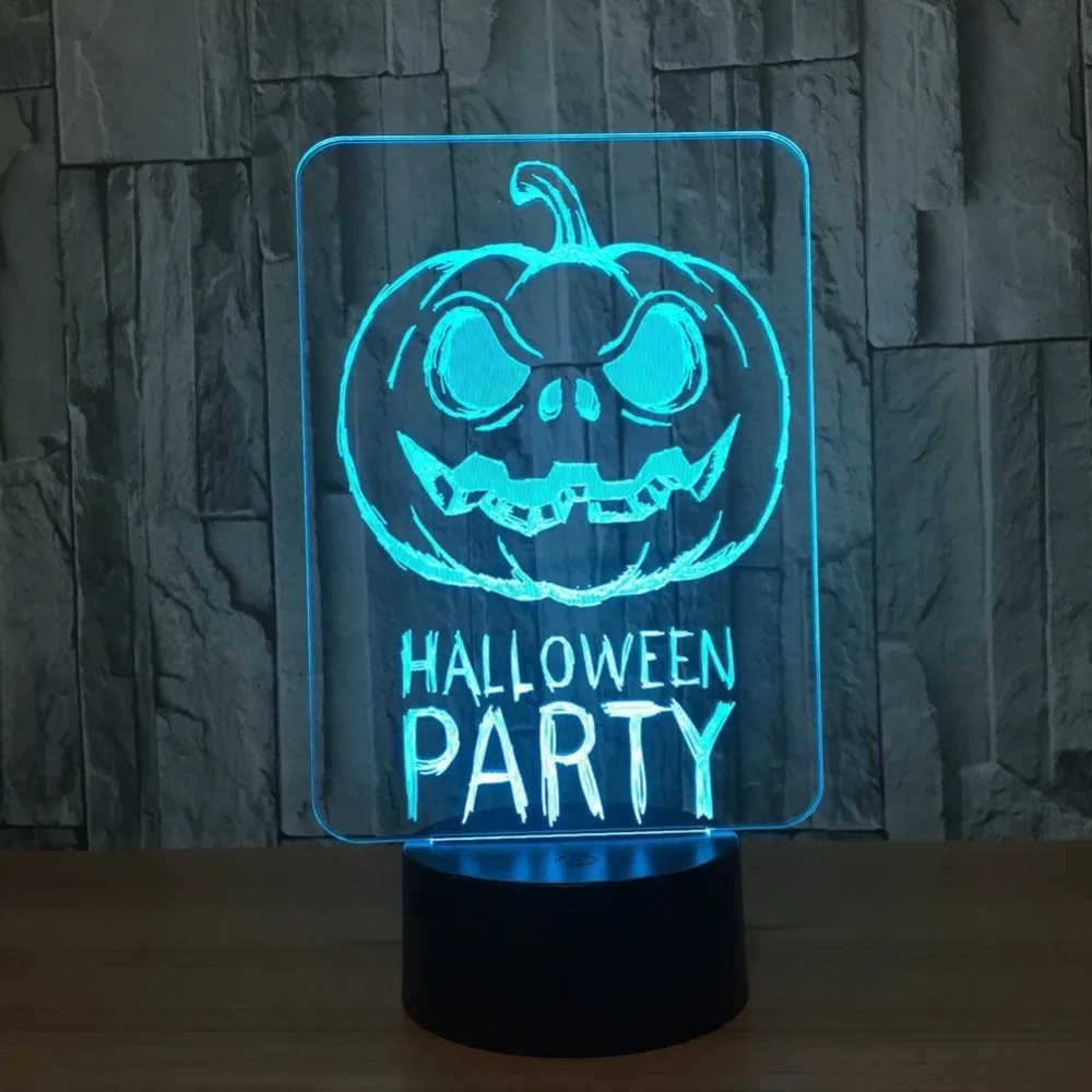 

Halloween Pumpkin Party 3D Night Lights for Kids Decorations 7 Colors Change with Remote Baby Night Light Beside Lamp Kids Lamp