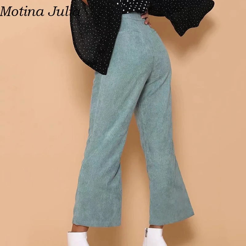 Motina Julia сексуальные вельветовые свободные повседневные широкие брюки женские