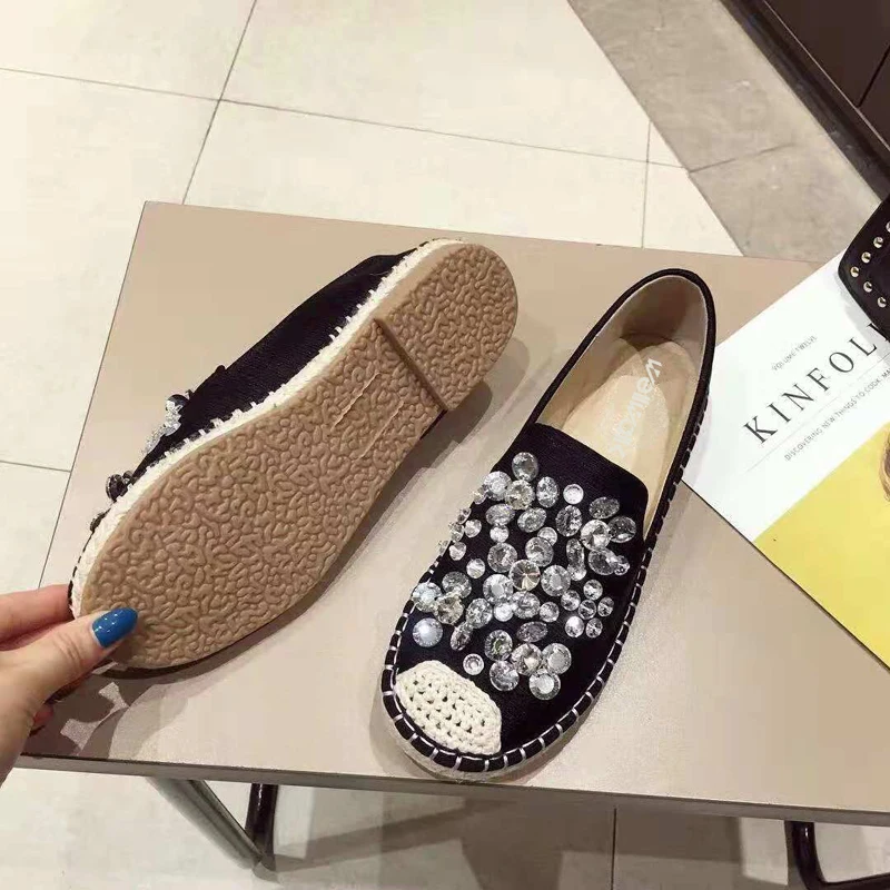 WELLWALK/Эспадрильи с украшением в виде кристаллов женская обувь на плоской подошве