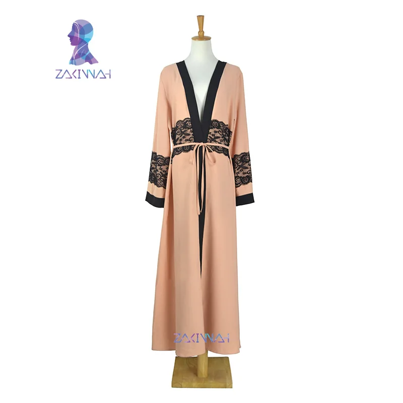 Новая мода женское длинное платье макси с длинным рукавом Кружевное кафтан