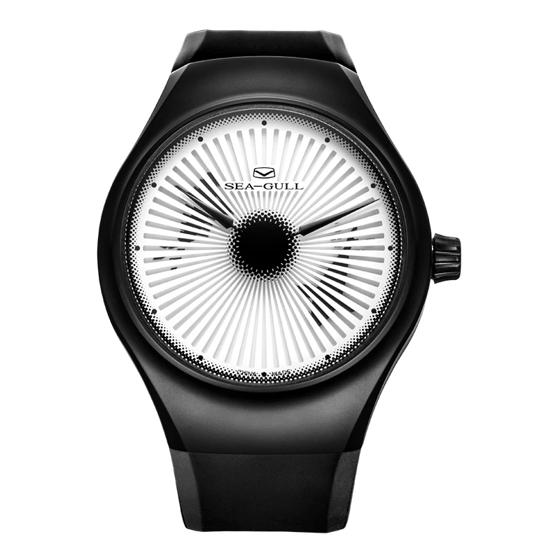 Мужские механические часы Seagull PVD в черном корпусе с динамическим белым