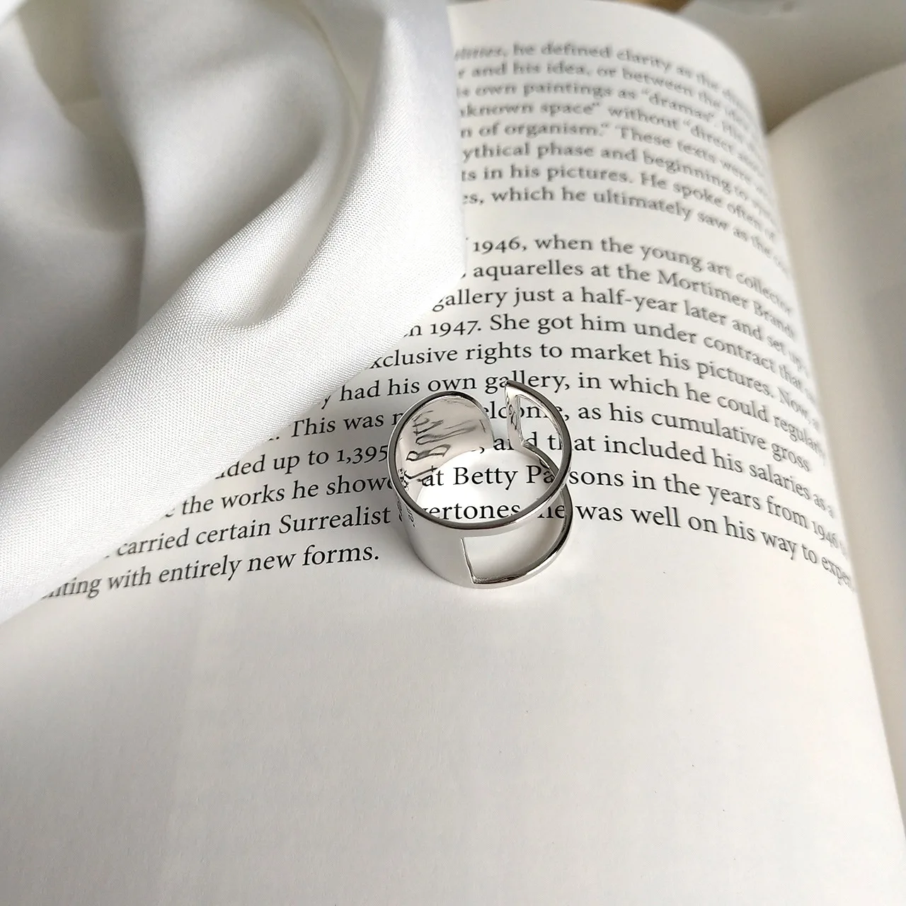 925 Sterling Silver Irregular Glossy Wide Rings Elegant Personality Open for Women Wedding Anniversary Fine Jewelry | Украшения и