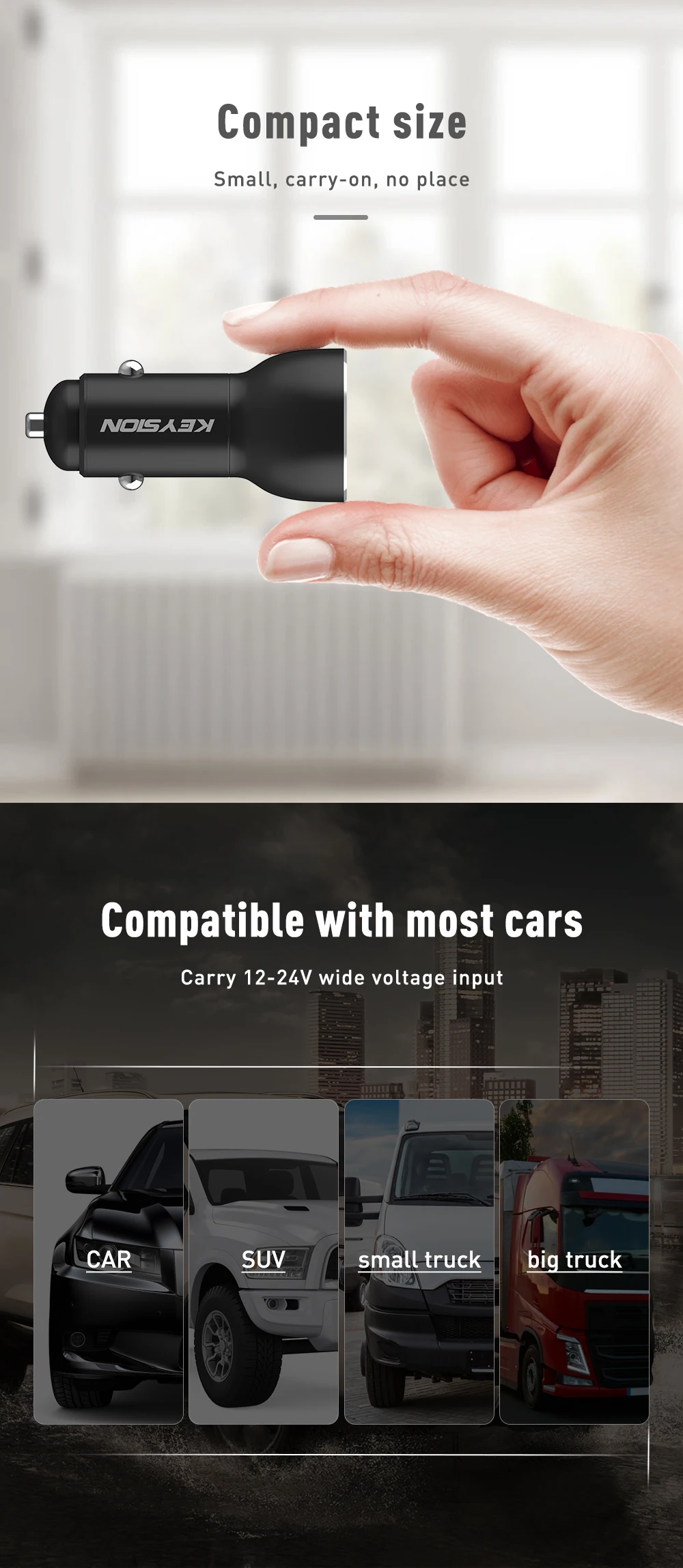 Автомобильное зарядное устройство KEYSION Dual USB PD для iPhone XS Max XR X 8 P QC 3,0 быстрое зарядное устройство для samsung Xiaomi с светодиодный цифровым дисплеем