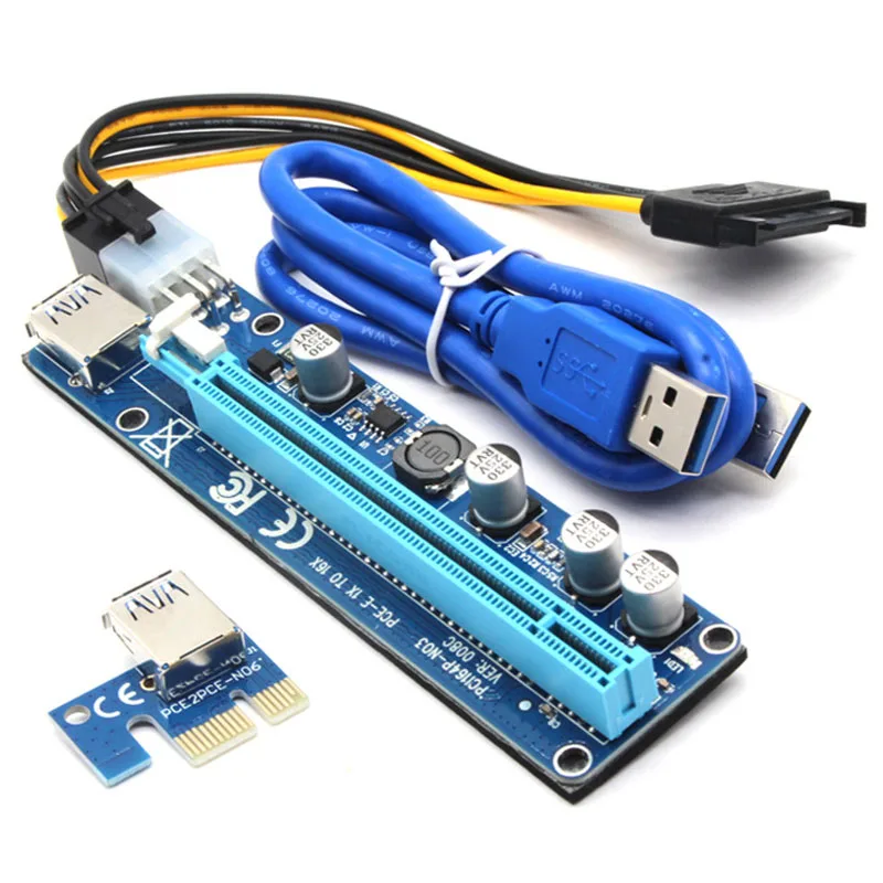 1/6/12 шт. PCI E Riser Card 1X to 16X USB 3 0 VER 008C 008S 009S Mining Extender Board HSJ 19| |