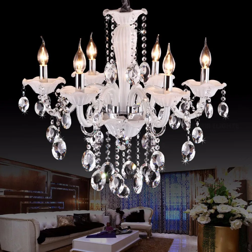 Кафе Белая Мини люстра роскошная спальня 6 ламп детское освещение хрустальные