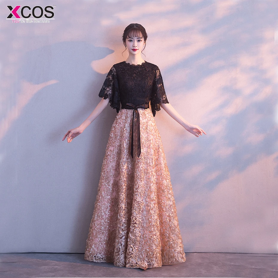 Robe De Soiree/2018 новое вечернее платье черного цвета с кружевом хаки длиной до пола