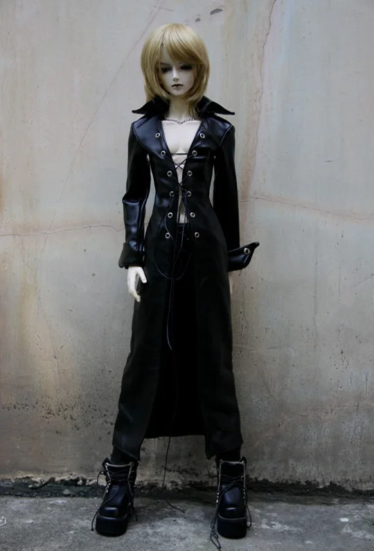 Крутое супер длинное черное кожаное пальто для BJD 1/4 MSD 1/3 SD17 Одежда куклы дяди на