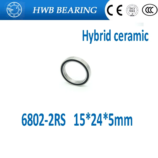 Бесплатная доставка 2 шт. Керамический шарикоподшипник 6802 2RS Si3N4 с резиновым