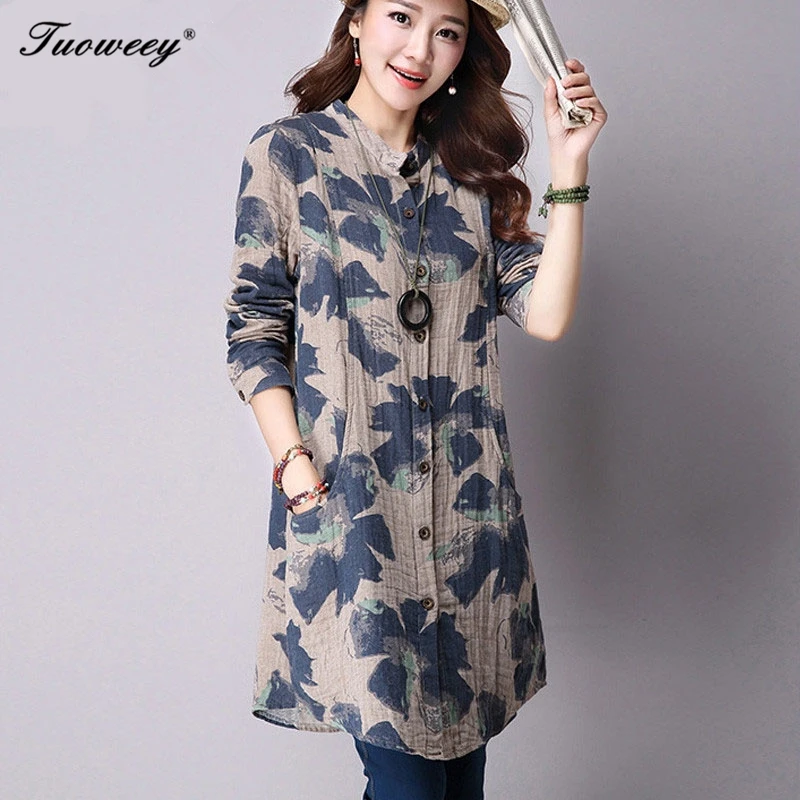 Fashion Female Cotton Blusas 2019 spring Kimono Long Floral Print Women Tops and Blouses Plus Size Cardigan Tunic Women's Shirts