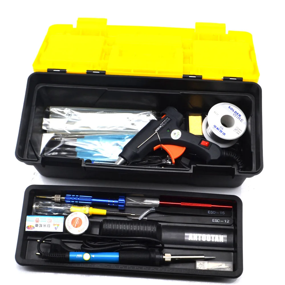 ЕС 220 в 60 Вт DIY Регулируемая температура паяльник сварочный комплект резной нож Отвертка клеевой пистолет ремонт
